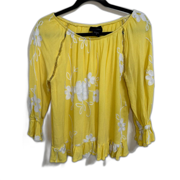 Liv Los Angeles Anthropologie Sautache Floral Peasant Top with Peplum Size S - Picture 2 of 6
